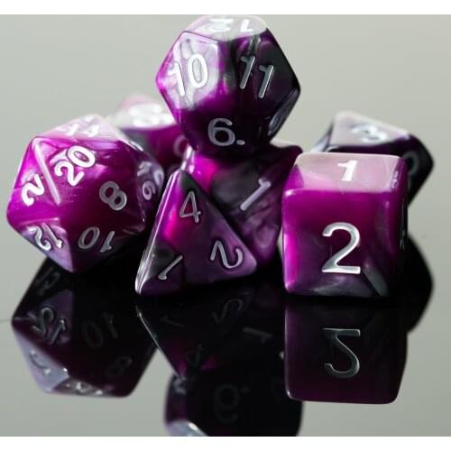 Poludie 7Pcs/Set Purple/Silver DND Dice Set D4 D6 D8 D10 D% D12 D20 Polyhedral Dice for Role Playing Board Game D&D RPG MTG Dice