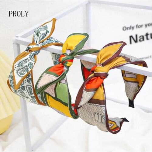 PROLY New Fashion Women Headband Fresh Baroque Hairband Big Bowknot Headwear Casual Turban Hair Accessories Wholesale