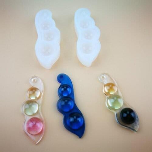 Crystal Epoxy Silicone Mold Beads With Holes DIY Handmade Molds Accessories Peas Shape Necklace Pendant Tools Candy Mould