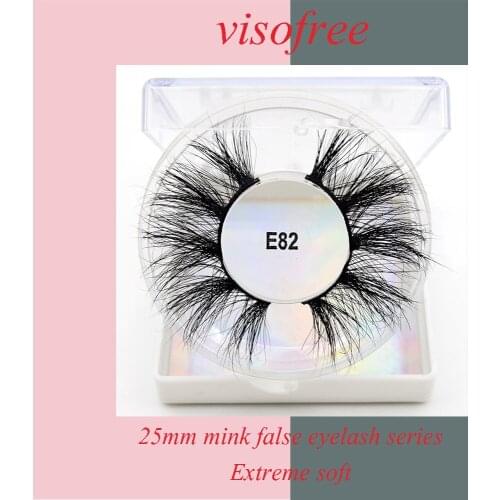 Visofreer 25mm Lashes Eyelashes 3D Mink Lashes Makeup Handmade Full Strip Mink Eyelashes Soft Fluffy Eyelashes E82