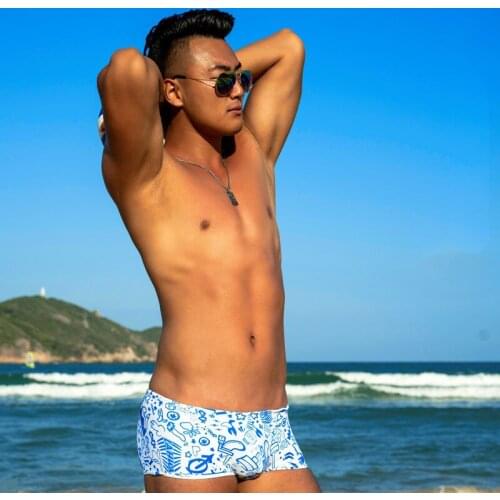 Sexy tight mens low waist boxer swim trunks 2020 new men beach swimming surf shorts gay bikinis workout sports bathing suit 526