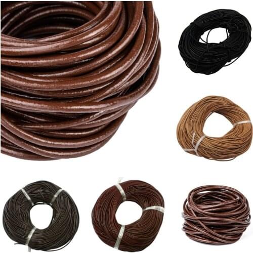 100M/Roll 3mm Cowhide Leather Cords Round Thong Cord Cow Leather String Rope For Wrap Bracelet Necklace DIY Jewelry Making