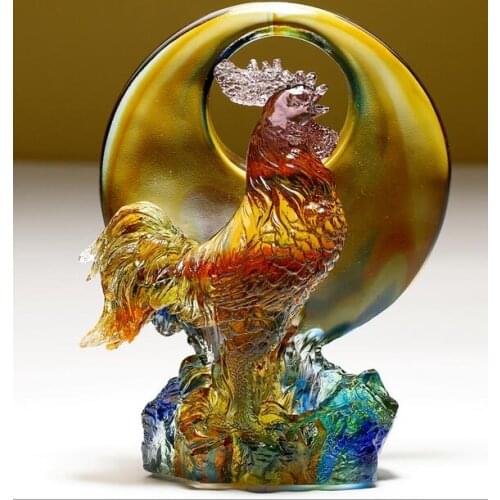 Glass Chinese Zodiac Jinji Feng Shui Chicken Crafts Decoration