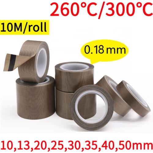 10 13 20 25 30 35 40 50mm x 0.18mm PTFE Adhesive Cloth Insulated Vacuum Sealing Machine High Temperature Resistant PTFE Tape