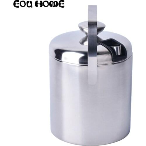High Capacity 1.3L Stainless Steel Bar Ice Bucket Champagne Bucket Wine Bucket Container with Ice Clip KTV Club Bar Supplies