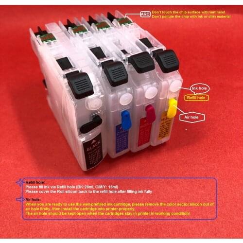 YOTAT Refillable ink cartridge LC113 for Brother MFC-J4210N MFC-J4510N MFC-J4910CDW MFC-J6570CDW MFC-J6970CDW J6770CDW J6975CD
