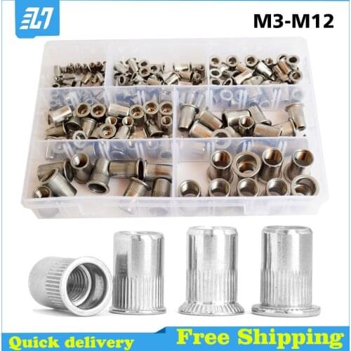 Rivet Nut Metric Thread Nutsert Insert Nut 304 Stainless Steel Aluminium Assortment Kit M3 M4 M5 M6 M8 M10 M12