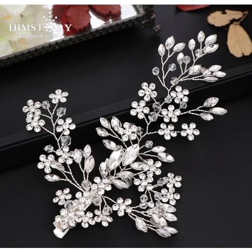 HIMSTORY Trendy Handmade Crystal Hairpin Bridal Hair Accessories Wedding Headpiece Hair ornaments Bride Hair Jewelry