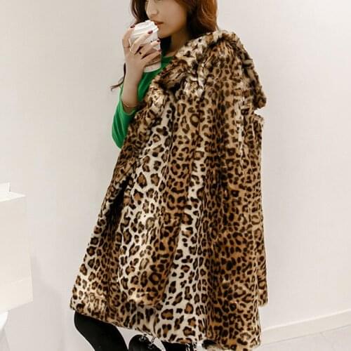 Coat Fur Women Faux Fur Jacket Wild Leopard 2020 Winter Plus Size XXL manteau fourrure Sexy Fur Coat Jacket long Sleeve XC036