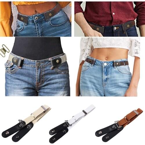 Buckle-free Belt Women Men Jean Pants Invisible Elastic Waist Belts Punk Style No Buckle Belts Ladies Slim Sports Belt