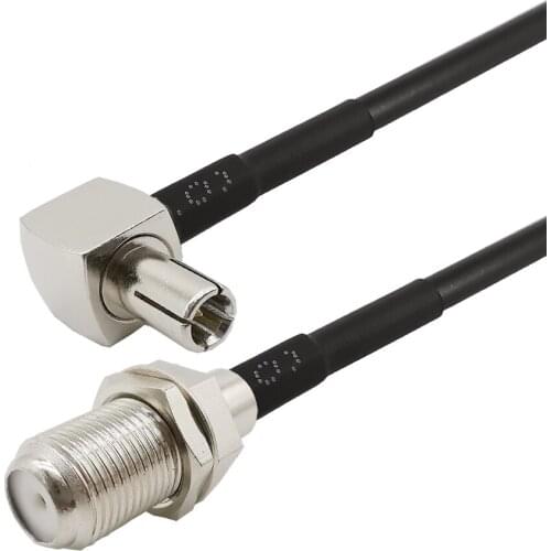 1 Meter TS9 RF Pigtail Male Right Angle Plug To F Female Jack Connector 50 Ohm TS9 Male to F Female RG174 Nut Bulkhead Connector