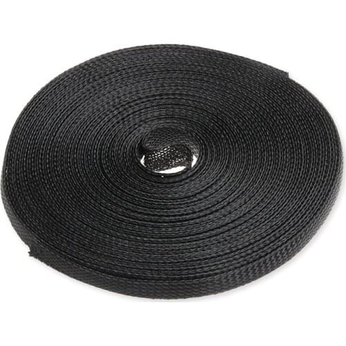10M Black High Density Insulation 8mm Tight Nylon Braided Cable Sleeve Wire Gland Protection