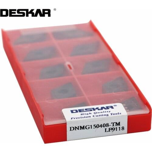10PCS DESKAR DNMG150408 DNMG150404 TM DNMG150608-PM LF9118 CNC Lathe Carbide Inserts Turning Tools For Steel Parts