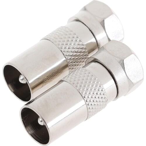 2Pcs F Type Male Plug Connector Socket To RF Coax TV Aerial Male Adapter Wholesale