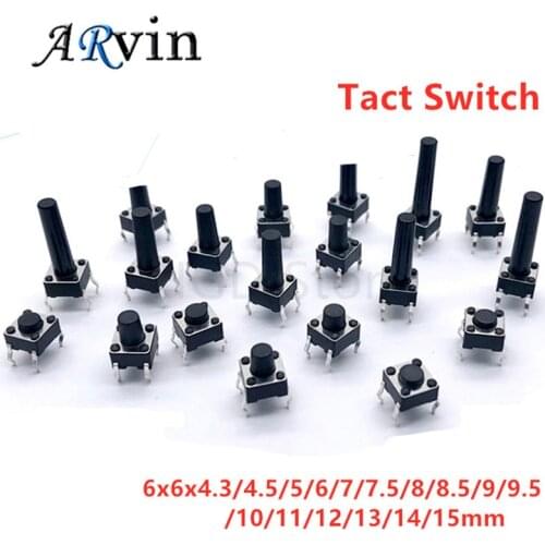 20Pcs 6x6x4.3/5/6/7/8/9/10/11/12/13/14/15MM Tact Switch Push Button 4PIN Micro Switch For Induction Cooker/Circuit Board Button