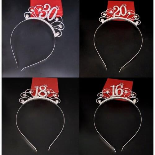 2020 New Charm Digital Hairbands Rhinestone Tiaras Women Girls Birthday Crowns Gift Party Hair Accessories Jewelry
