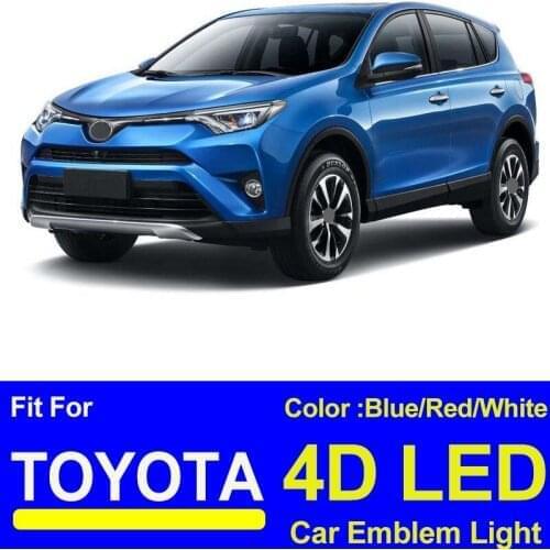 4D LED Light Rear Badge Trunk Emblem Covers Daylighting Auto Sticker For RAV4 REIZ PRADO COROLLA CROWN YARIS WISH