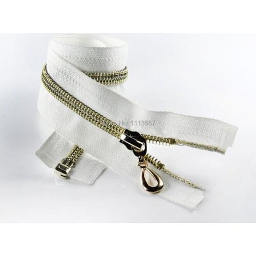 50pcs Wholesale Nylon Open-End Metal Zipper Gold Zipper Pullers for Sewing 60cm Z50