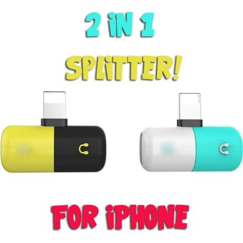 2 in 1 Adapter Headphone Audio Charger Cable Splitter For iPhone 7 8 X XS 11 12