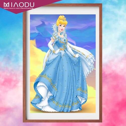 Disney 5D DIY Diamond Painting Round Drill Cinderella Cartoon Princess Mosaic Diamond Crystal Embroidery Cross Stitch Home Decor
