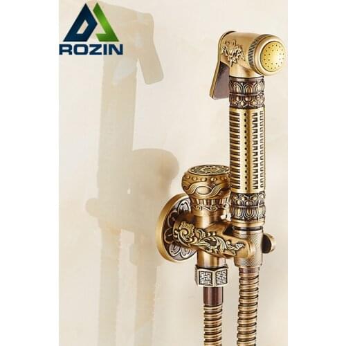 Antique Brass Handheld Bidet Spray Shower Set Copper Bidet Sprayer Lanos Toilet Bidet Faucet Lavatory Gun Torneira Ducha