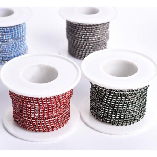 Glitter Crystal Glass Strass Clear Rhinestones Chain Silver Claw Crystal Cup Chain Sew On Rhinestones For Wedding Dress Clothes