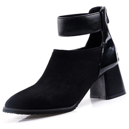 Big Size 9 10 11-17 boots women shoes ankle boots for women ladies boots shoes woman winter Hollow belt buckle back zipper