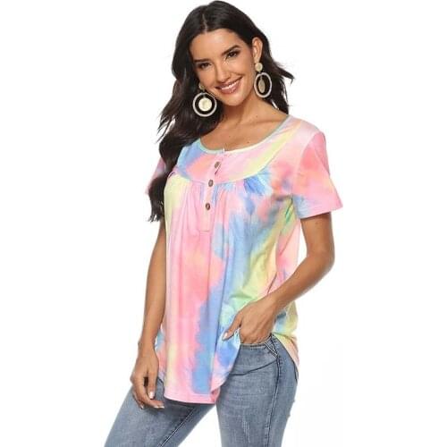 Women Plus Size Fashions T Shirt Tops 2021 Summer O-neck Short Sleeve Tie-dye Loose Casual Ladies Streetwear Tee Shirt Femme