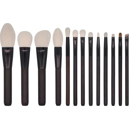 G98 Professional Handmade Makeup Brush Set 13pcs Soft Saikoho Goat Hair Face Powder Eye Shadow Brush Ebony Make Up Brushes Kit