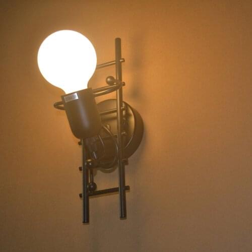 Humanoid Creative Wall Light Indoor Wall Lamp Modern Wall Sconce Light Art Decor Iron E27 Base for Bedroom Children Room Kitchen