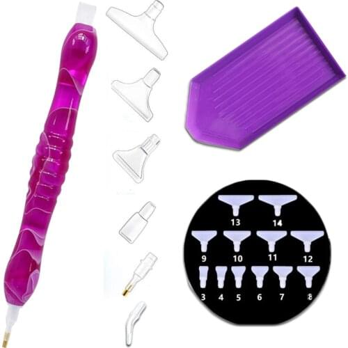 Diamond Painting Tool Handmade Crystal Resin Point Drill Pen With 18 Pieces Replaceable nib And Tray Kit For Diamond Embroidery