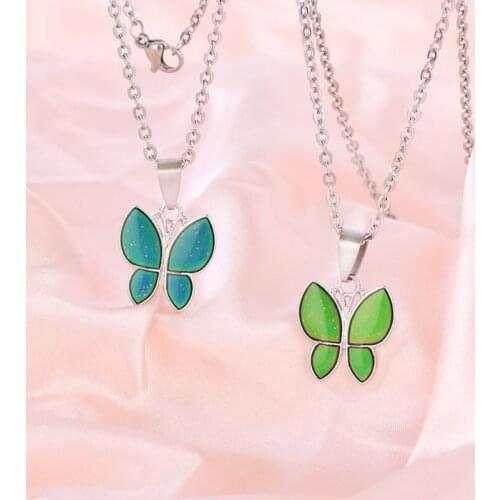 Butterfly Color Change With Temperature Necklace Butterfly Magic Emotion Feeling Mood Pendant Necklace Jewelry
