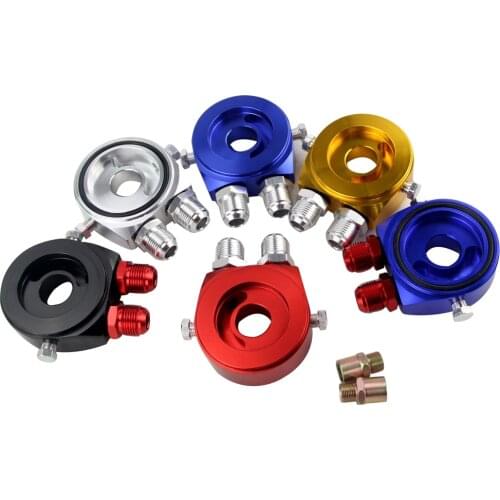 JDM- Car Aluminum Universal Oil Filter Sandwich Adapter For Oil Cooler Plate Kit AN10