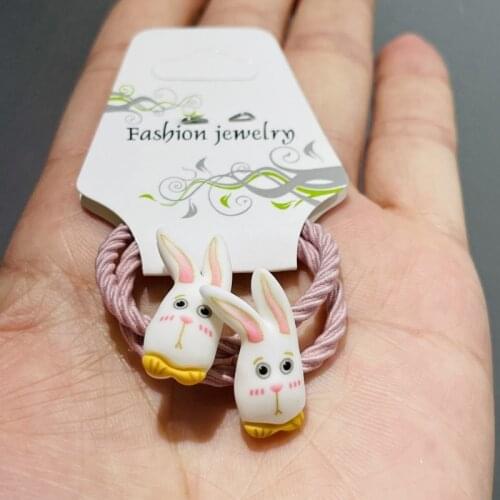 2Pcs Cute Anime Rabbit Cartoon Headwear Kids Elastic Hair Bands Baby Headdress Children Ropes Girls Accessories