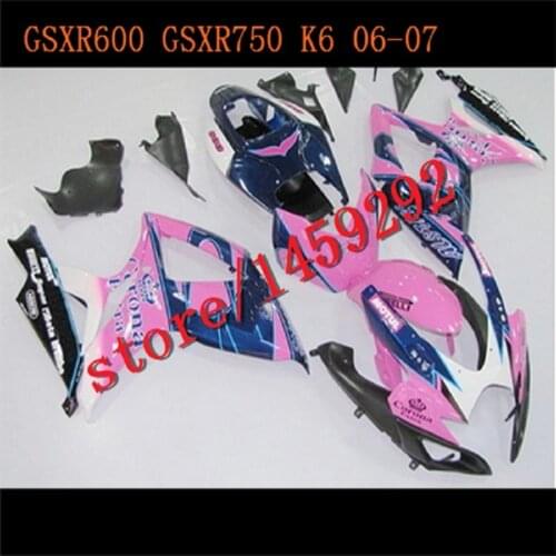 Fairing kit for A GSXR600 750 06 07 GSXR600 750 2006 2007 GSXR600 GSXR750 GSXR600 750 K6 06 07 Pink blue black Fairing