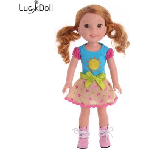 LUCKDOLL Cute Dress For 14.5-inch Doll Wellie Wishers Accessories Girls Toys,Generation,Birthday Gift