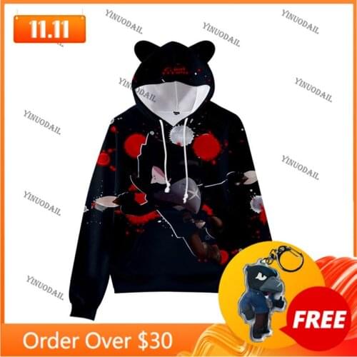 Cartoon Star Mecha Crow Shooter Shark Cute Cat Ear Kids Hoodie Boys Girls Jacket Tops Shoot Shooting Game 3D Sweatshirt