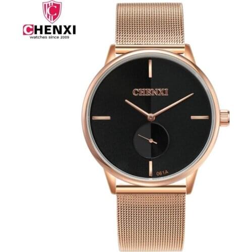 CHENXI New Simple Minimalism luxury Rose gold Watch Men Stainless Steel Quartz wrist Watch for men Ultra Thin relogio masculino