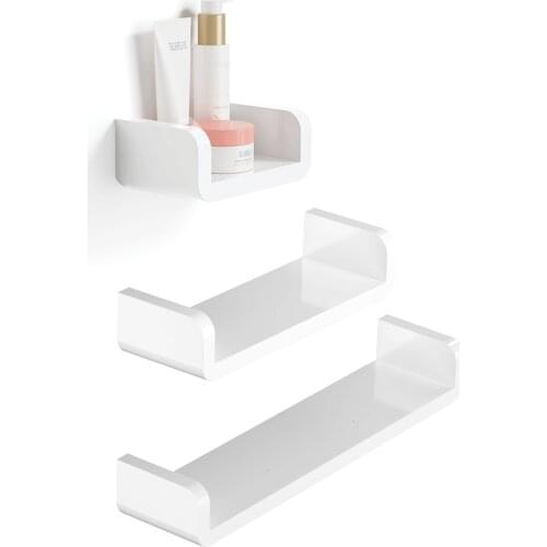 Bathroom Shelf Wall Mounted Organizer Drill Free Fixture Furniture Kitchen Home Improvement with Waterproof ABS Rack Accessory