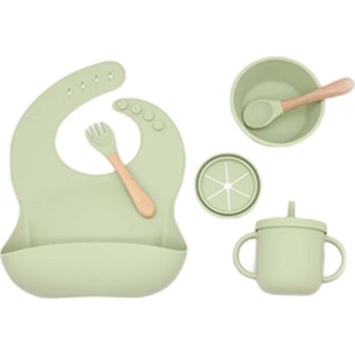 2021 New Silicone Baby Fork and Spoon Tableware Set Designed for the Baby to Learn to Eat Cultivate Babys Hands-on Ability
