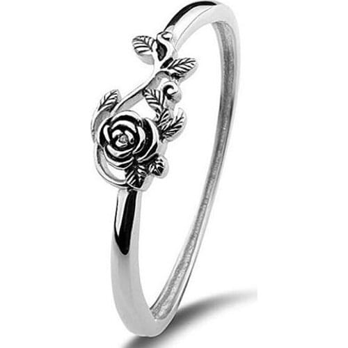 USTAR new Vintage flower wedding rings for women fashion jewelry Antique Silver color finger engagement rings female anel gifts