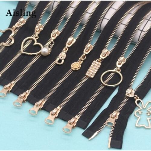Open-End 60-150cm Double Slider Gold Metal Black Zipper For Sewing Zip Garment Accessories Jeans Zippers DIY Tools Zipper D684