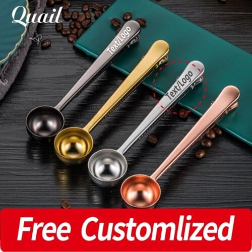 Quail Multifunction Coffee Spoon, Milk Powder Spoon, Tea Spoon With Sealing Clip Powder Drinkware Tools Free with Your Text/Logo