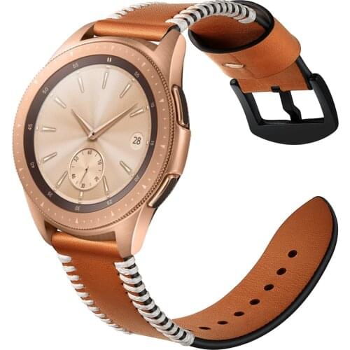 22mm Watchband For Samsung Gear s3 Brown Black Genuine Leather Watch Strap Bracelet For watch huami amazfit galaxy watch 46mm