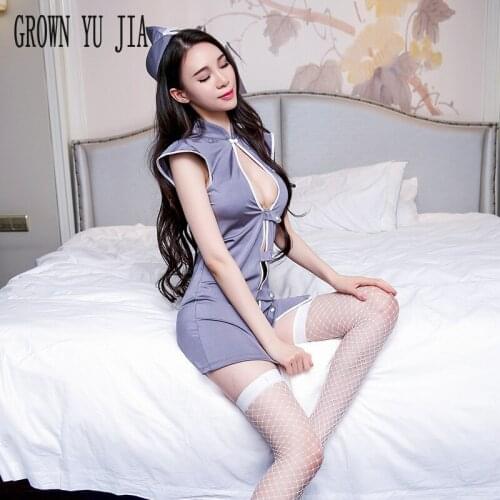 Sexy stewardess uniform suit sex cosplay Erotic slutty flight attendant uniform Dress porno japanese naughty lingerie sex play