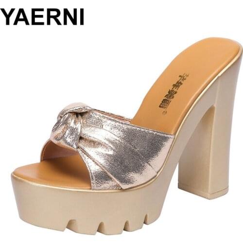 YAERNI summer fashion slippers women shoes outdoor clothing 2020 new high heels slides leisure elegant platform ladies slippers