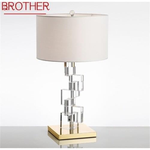 BROTHER Nordic Creative Table Lamp Contemporary Crystal LED Decorative Desk Light for Home Bedside Bedroom
