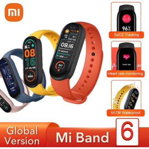 Global Version Xiaomi Mi Band 6 Smart Bracelet 5 Color AMOLED Screen miBand 6 Heart Rate Fitness Traker Bluetooth 5 Waterproof