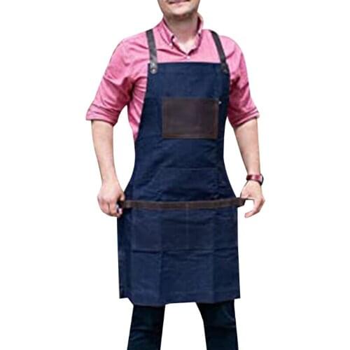 Heavy Duty Canvas Work Apron with Pockets Adjustable Cross-Back Straps Apron Bib