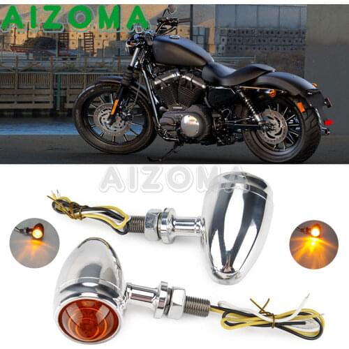 Universal Motorcycle LED 12V 10mm Bolt Turn Signals Light For Suzuki Honda Harley Cruiser Chopper Cafe Racer Amber Blinker